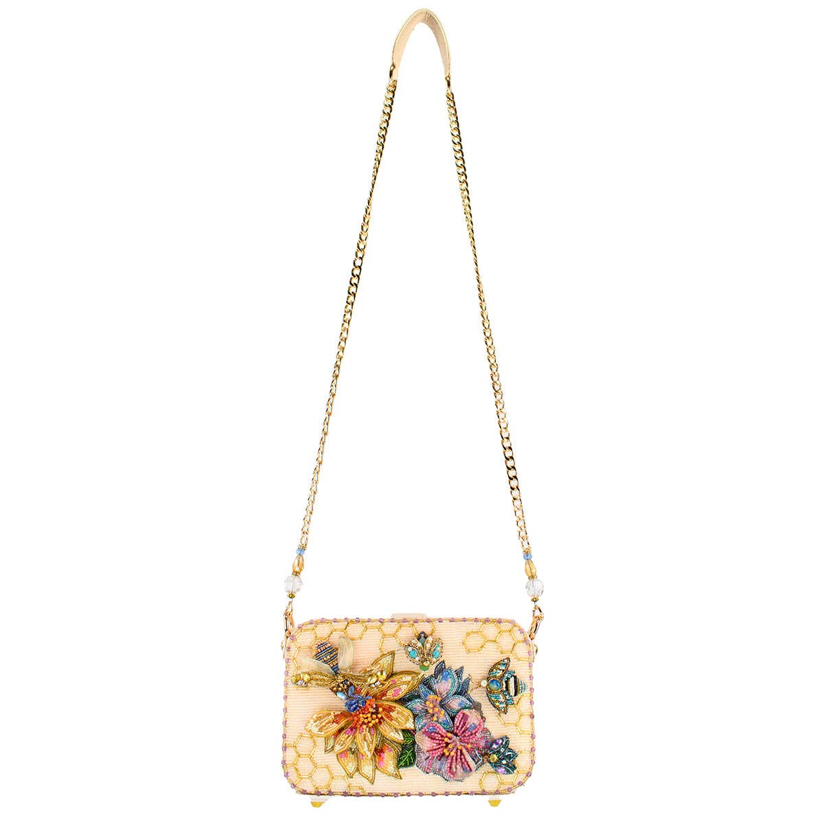 Garden Buzz Honeycomb and Winged Creatures Shoulder Handbag