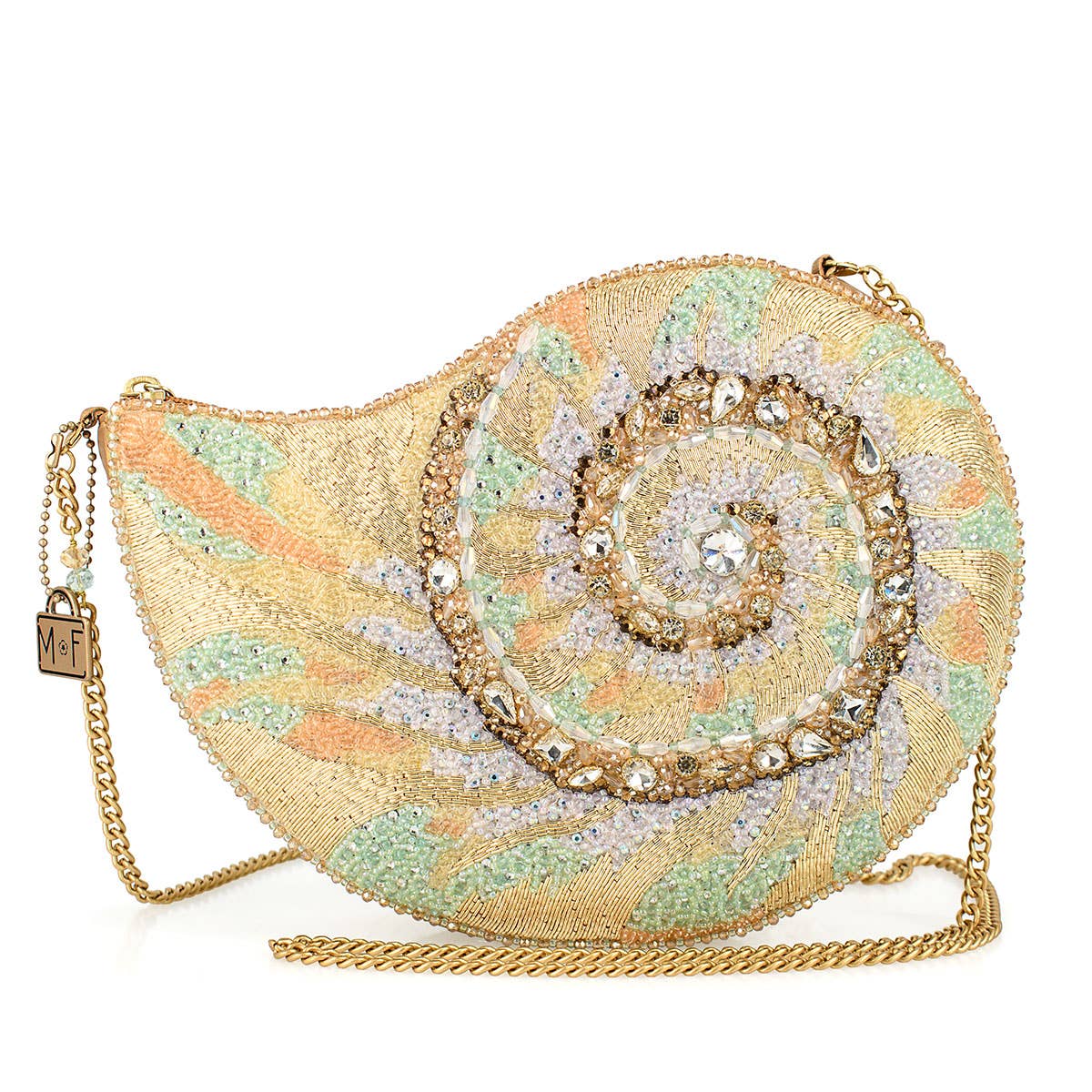 Down By the Sea Nautalus Beaded Shell Crossbody Handbag