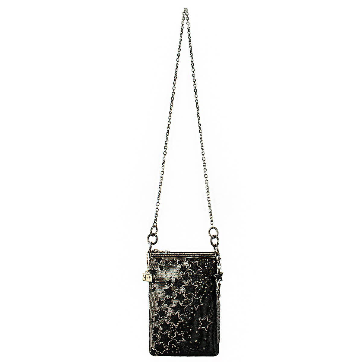 Astral Dream Black and Pewter Stars Crossbody Handbag