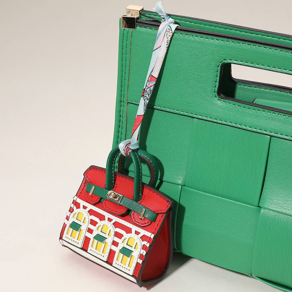 House Printed Faux Leather Mini Purse / Bag Charm