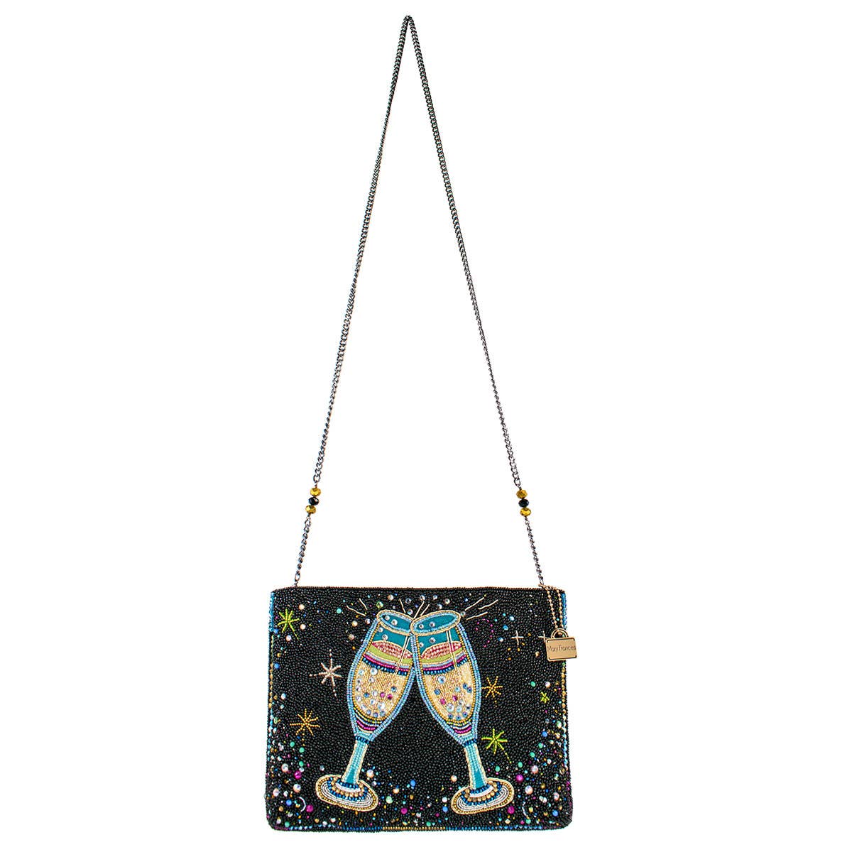 Cheers to That Champagne Beaded Crossbody Handbag