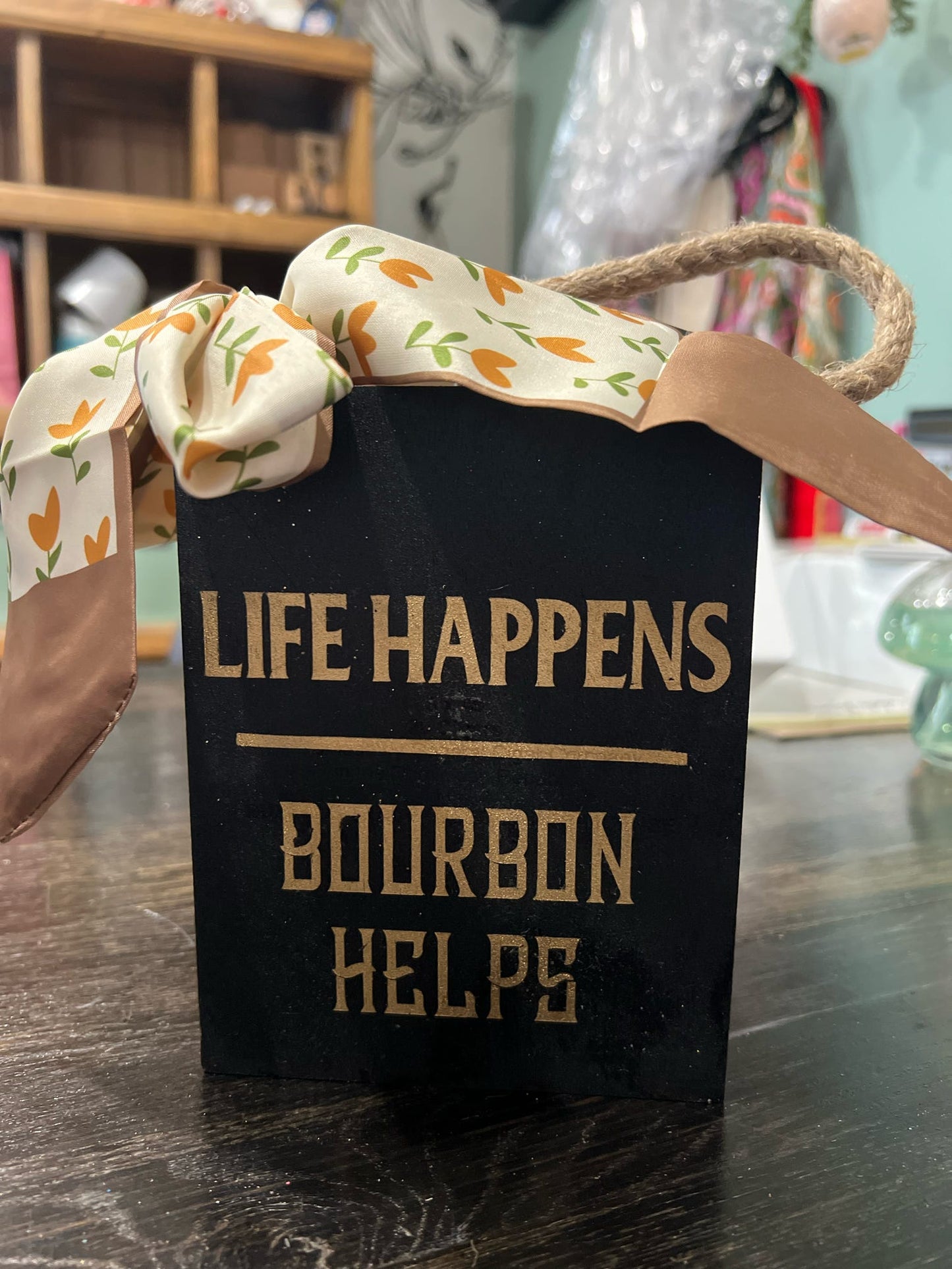 Buffalo Trace Cigar Box Purse
- "Life Happens, Bourbon Helps"
