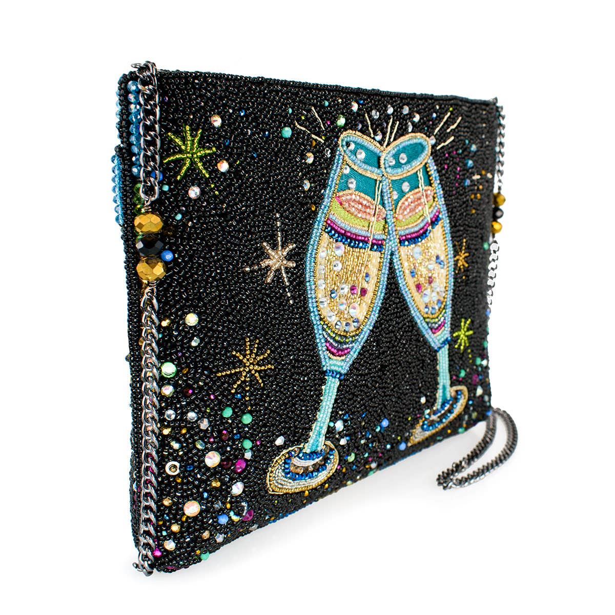 Cheers to That Champagne Beaded Crossbody Handbag