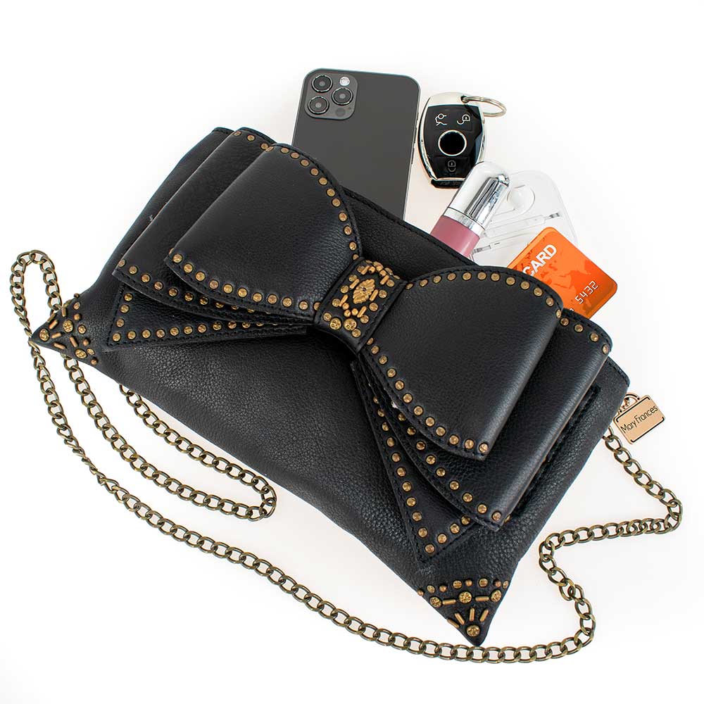 Bowed Over Genuine Leather Bow Crossbody Handbag