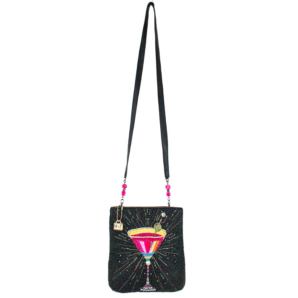 Up and Up Beaded Martini Glass with Olive Crossbody Handbag