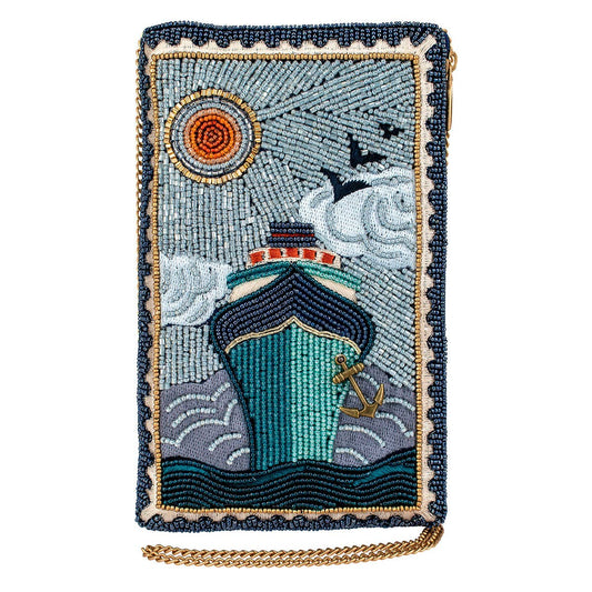 On Board Beaded Cruise Ship Crossbody Phone Bag