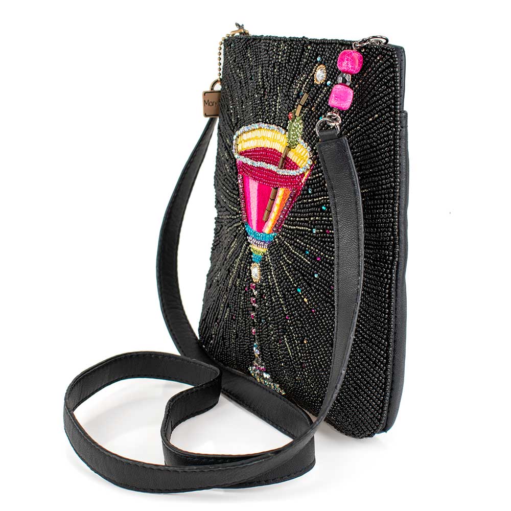 Up and Up Beaded Martini Glass with Olive Crossbody Handbag
