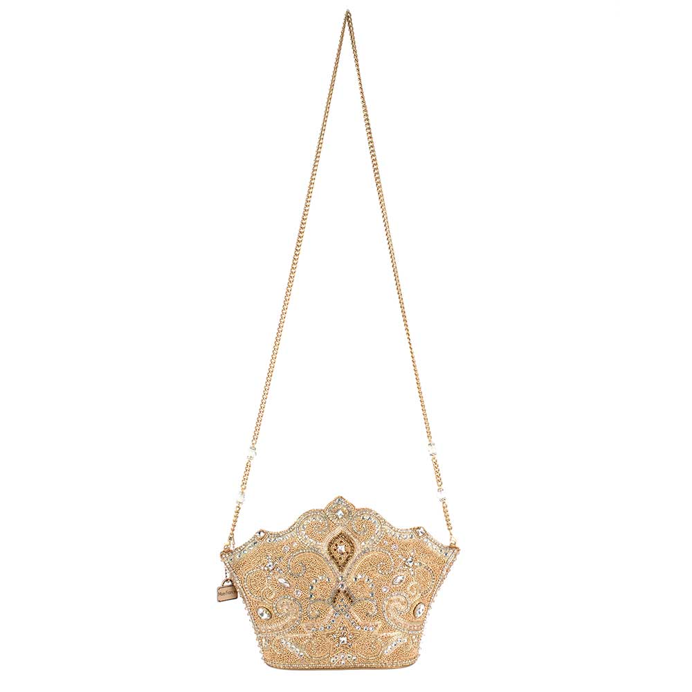 Golden Rule Beaded Crown Crossbody Clutch Handbag