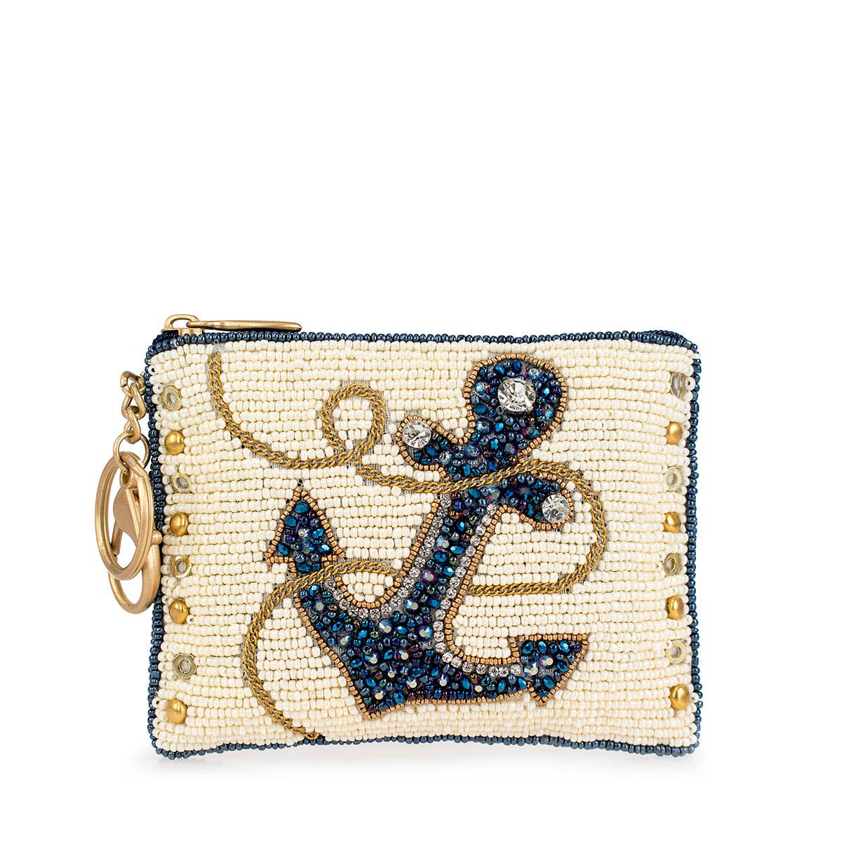 Hooked Up Beaded Blue Anchor Sailor's Coin Purse