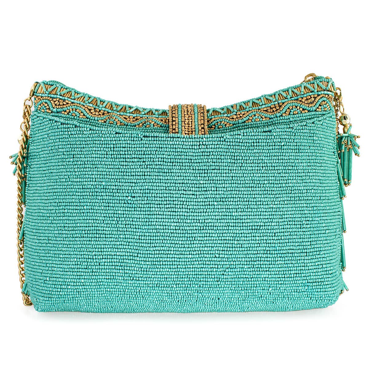 Shimmy, Turquoise Fringe Beaded Crossbody Handbag