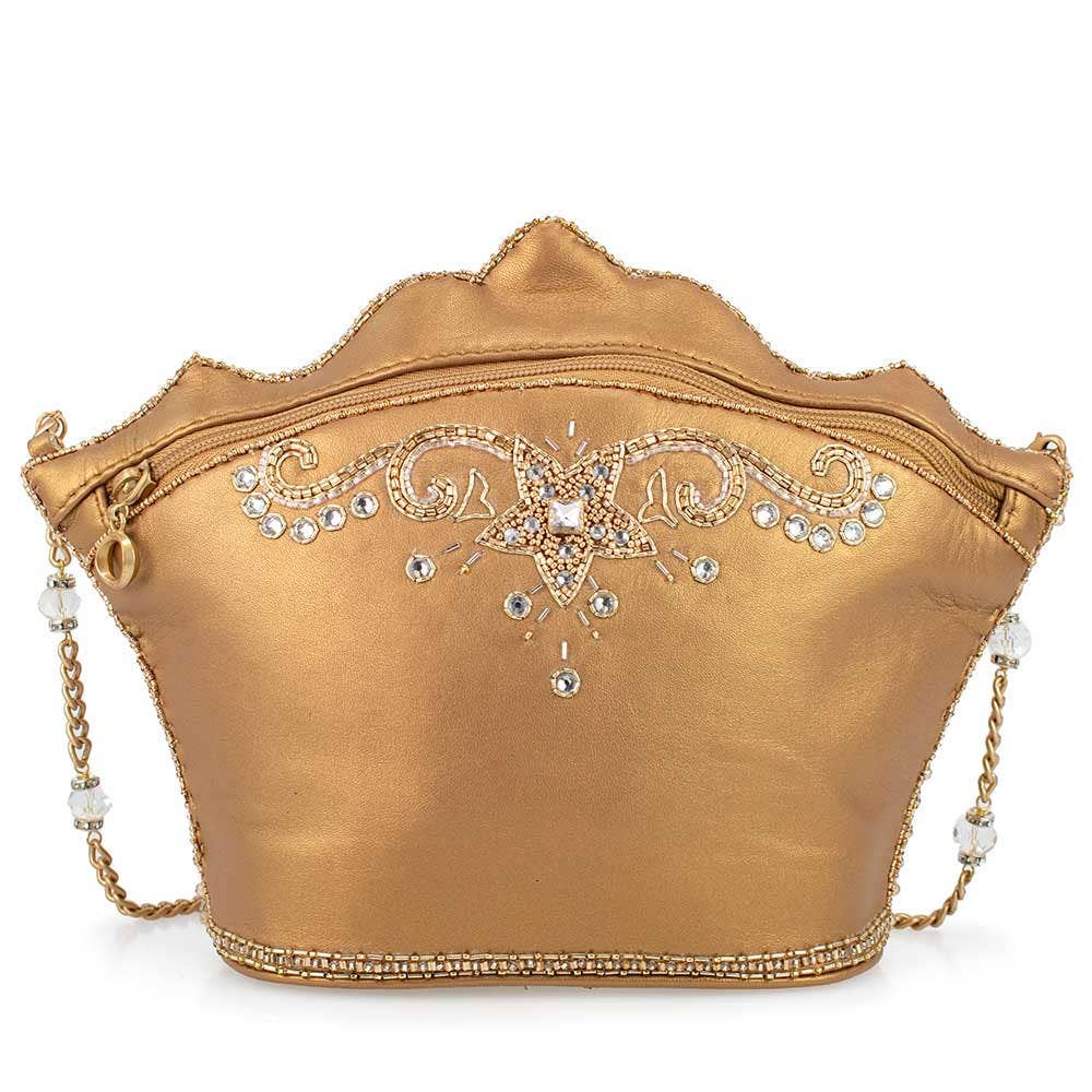 Golden Rule Beaded Crown Crossbody Clutch Handbag