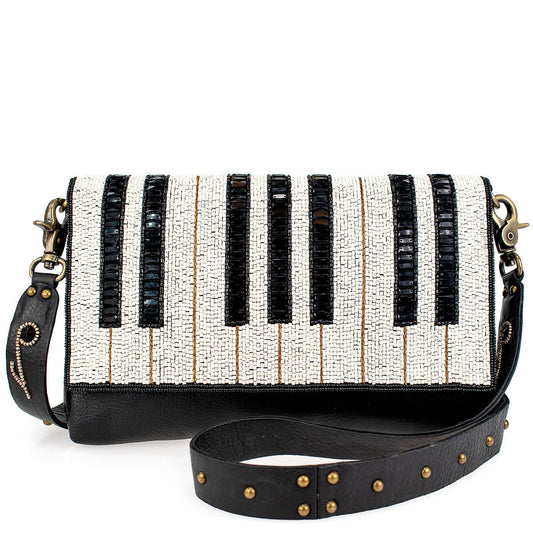 Keynote Beaded Piano Keys Crossbody Handbag