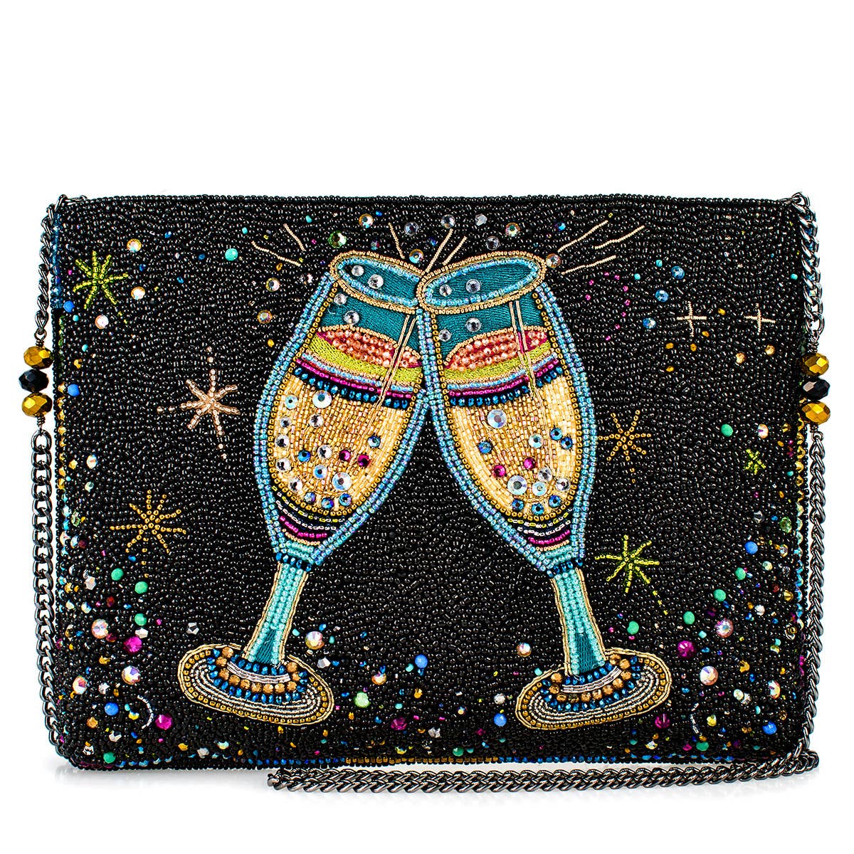 Cheers to That Champagne Beaded Crossbody Handbag