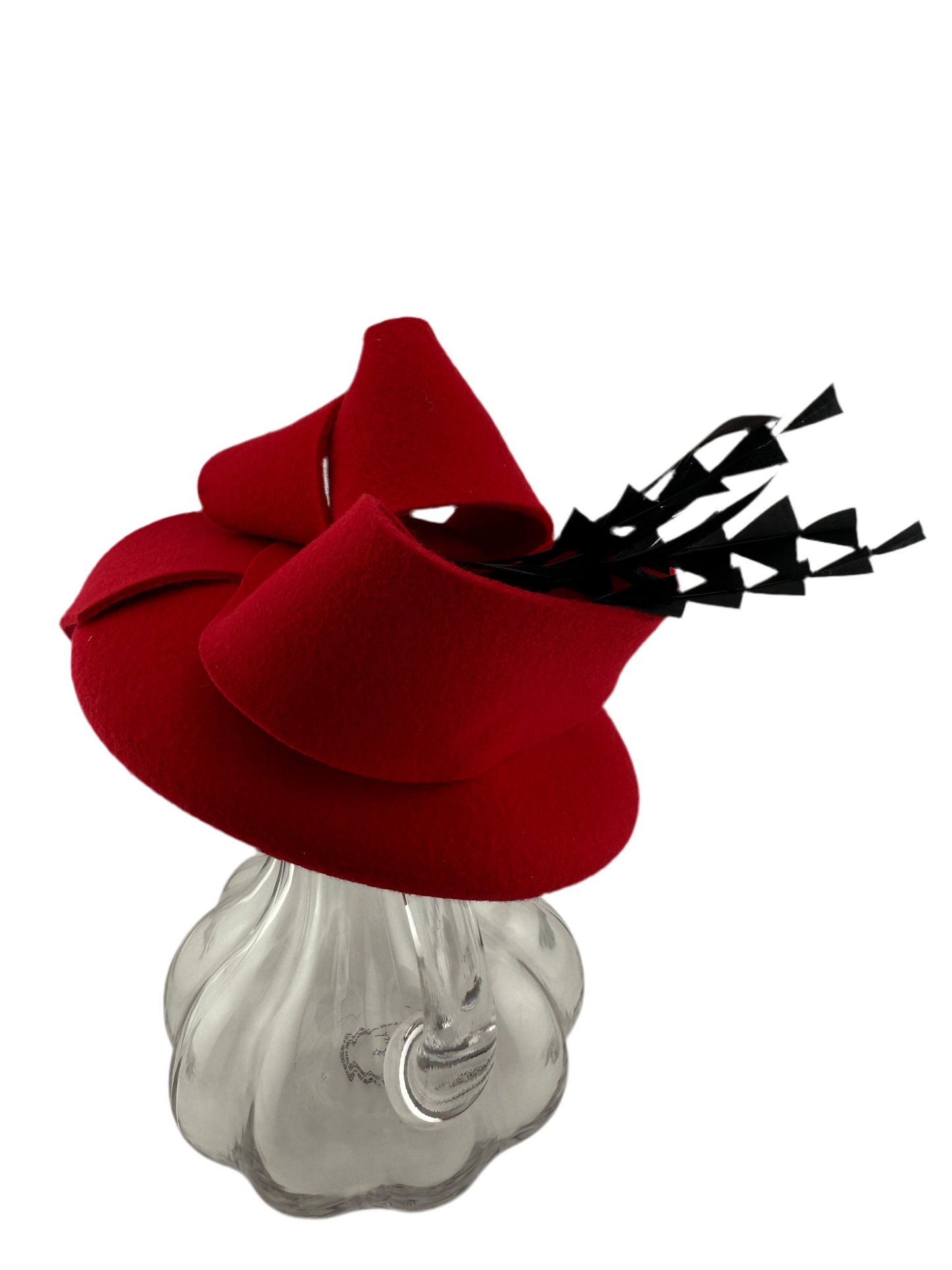❤️ Red Fascinator Hat with Bow & Feathers