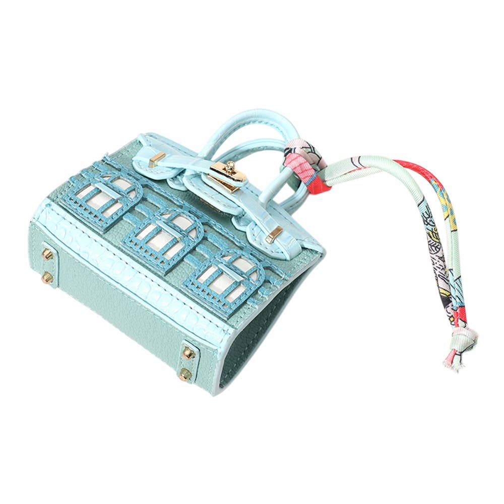 House Printed Faux Leather Mini Purse / Bag Charm