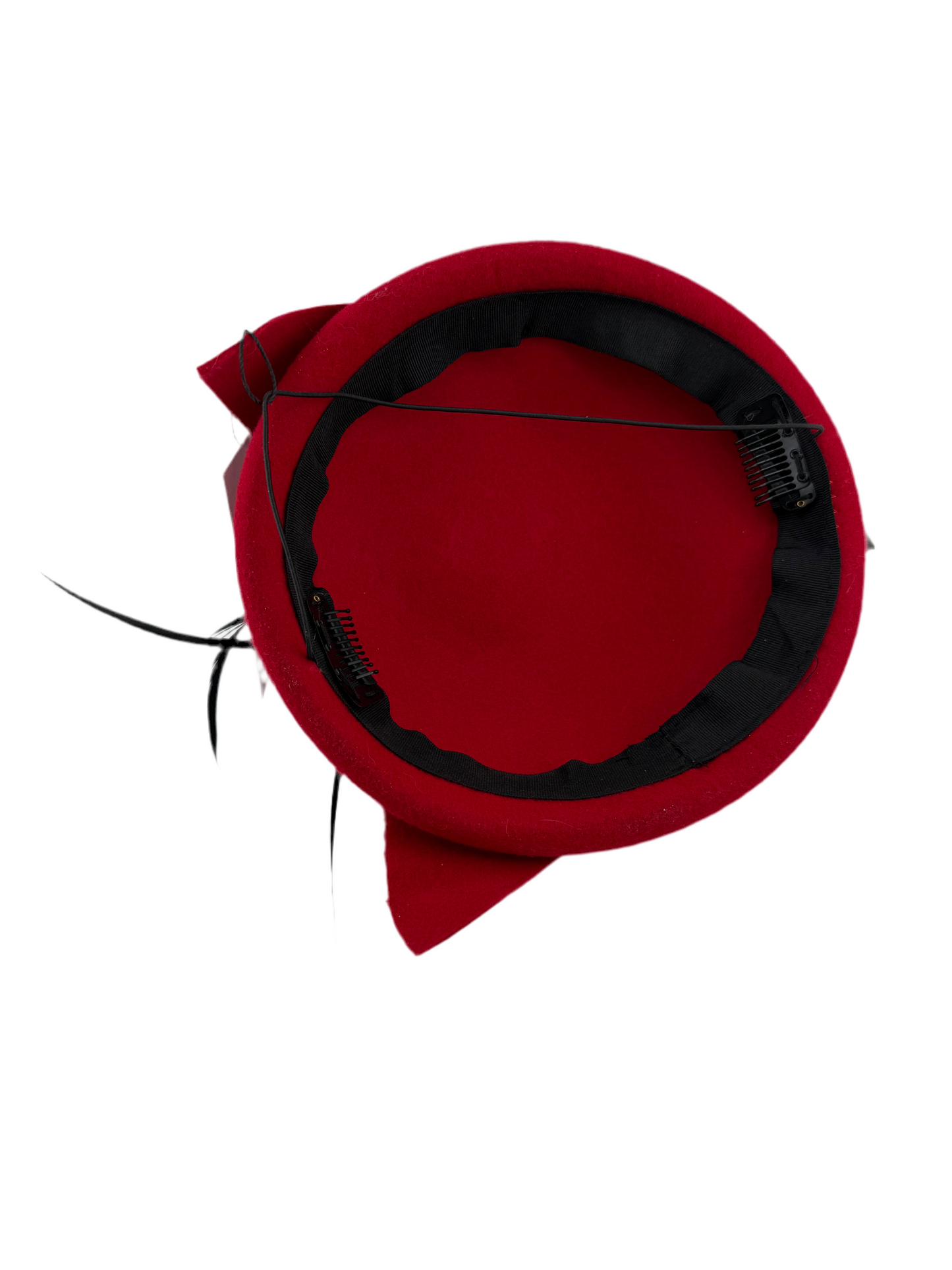 ❤️ Red Fascinator Hat with Bow & Feathers