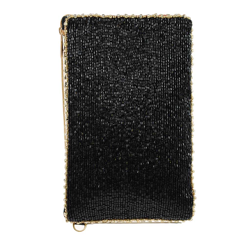 Queen of Hearts Beaded Playing Card Crossbody Phone Bag