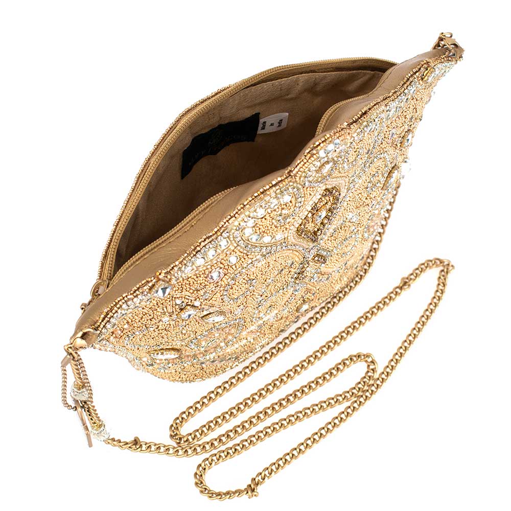 Golden Rule Beaded Crown Crossbody Clutch Handbag