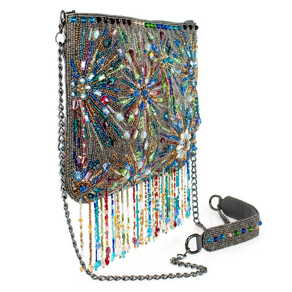 Dazzler Beaded Multi Color Fireworks Crossbody Handbag