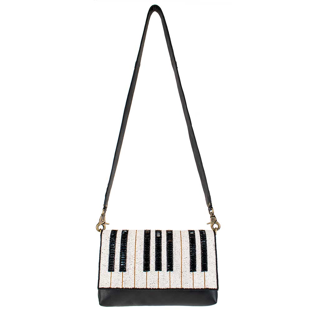 Keynote Beaded Piano Keys Crossbody Handbag
