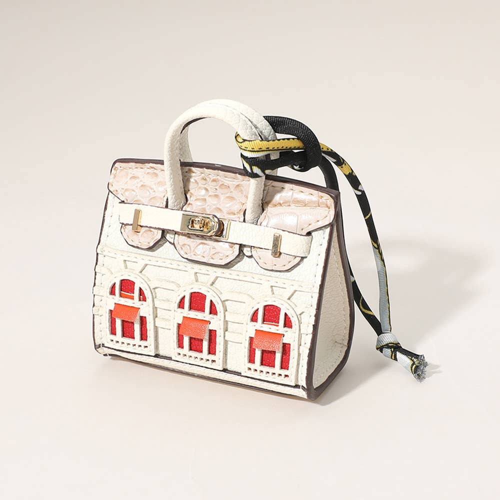 House Printed Faux Leather Mini Purse / Bag Charm
