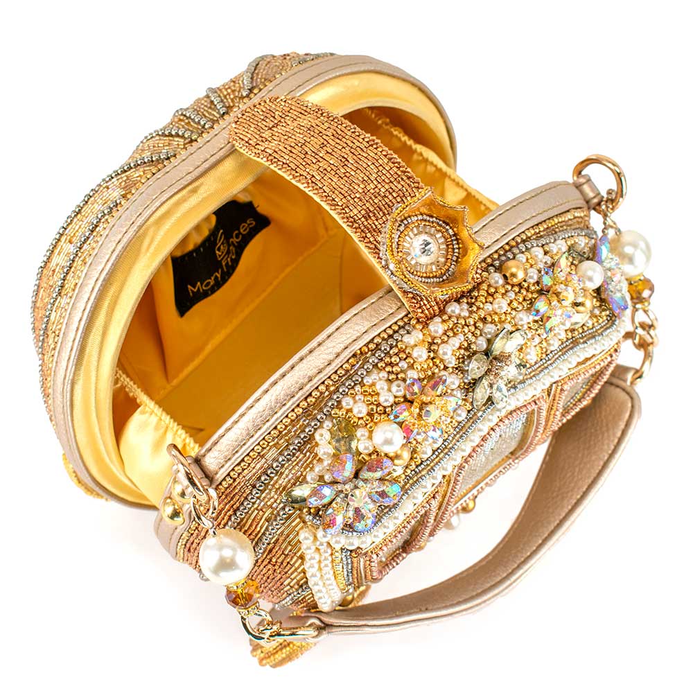 Dream Big Beaded Gold Carriage Handbag