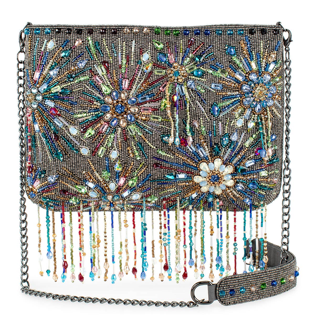 Dazzler Beaded Multi Color Fireworks Crossbody Handbag