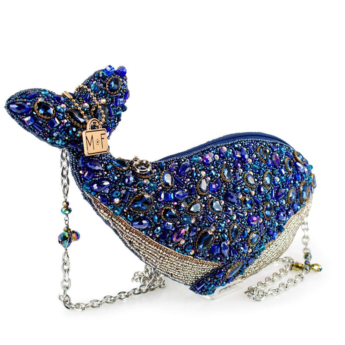 Whale of a Time Blue Beaded Whale Crossbody Handbag