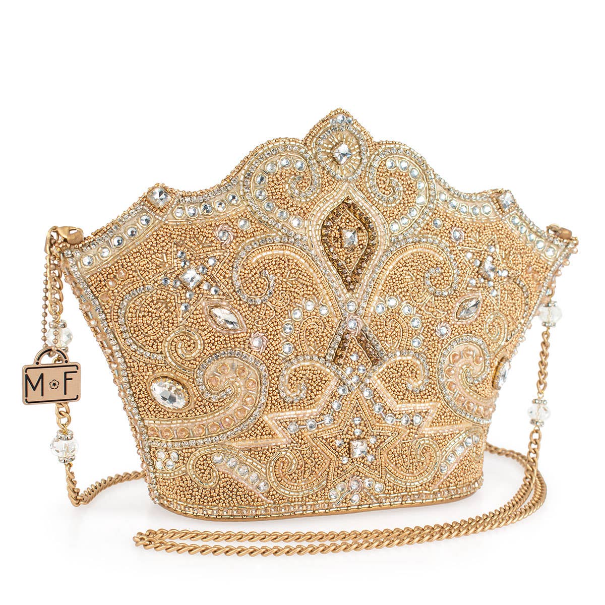 Golden Rule Beaded Crown Crossbody Clutch Handbag