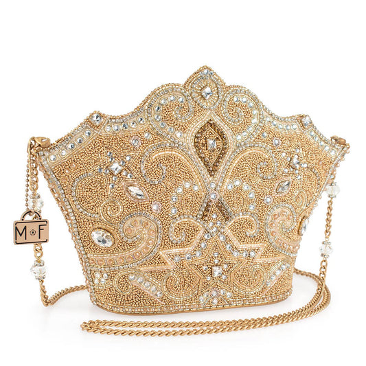 Golden Rule Beaded Crown Crossbody Clutch Handbag
