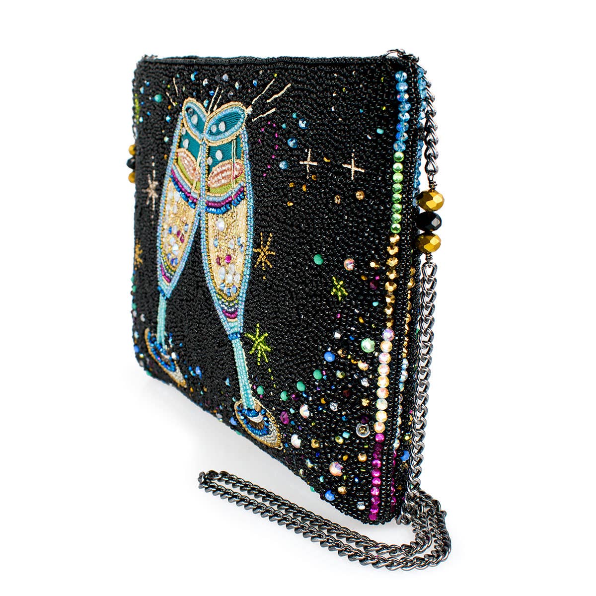 Cheers to That Champagne Beaded Crossbody Handbag