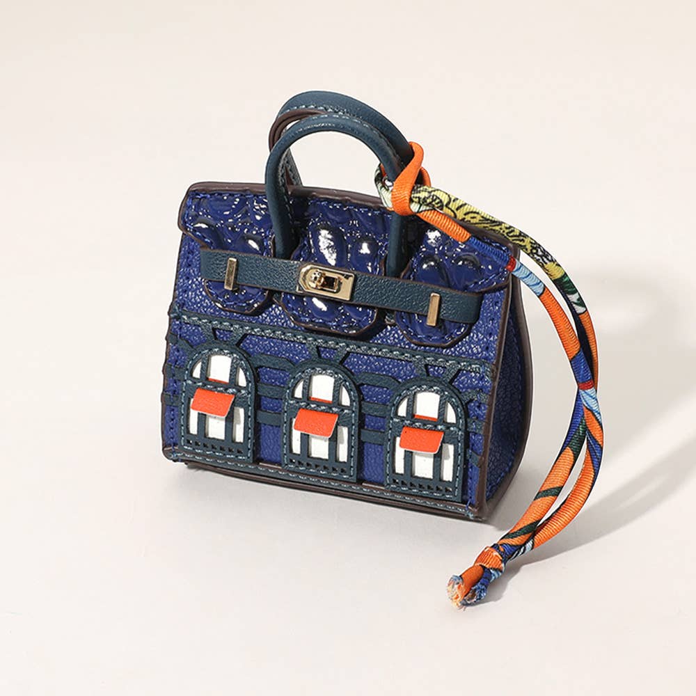 House Printed Faux Leather Mini Purse / Bag Charm