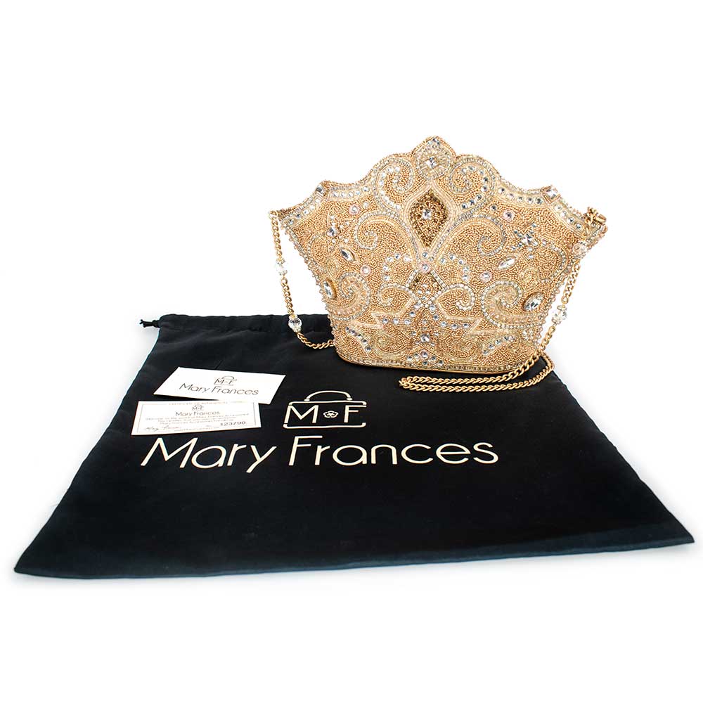 Golden Rule Beaded Crown Crossbody Clutch Handbag