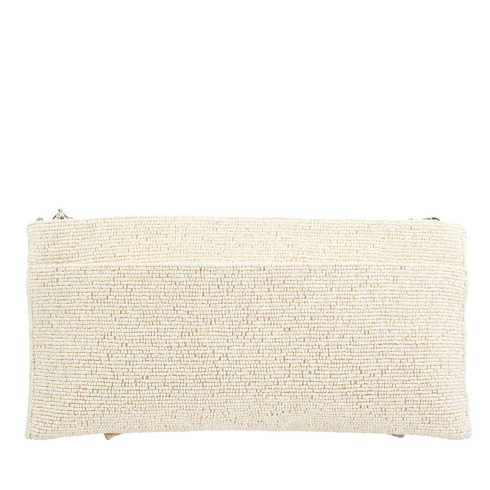 Fancy Bow Beaded Ivory Bow Crossbody Clutch