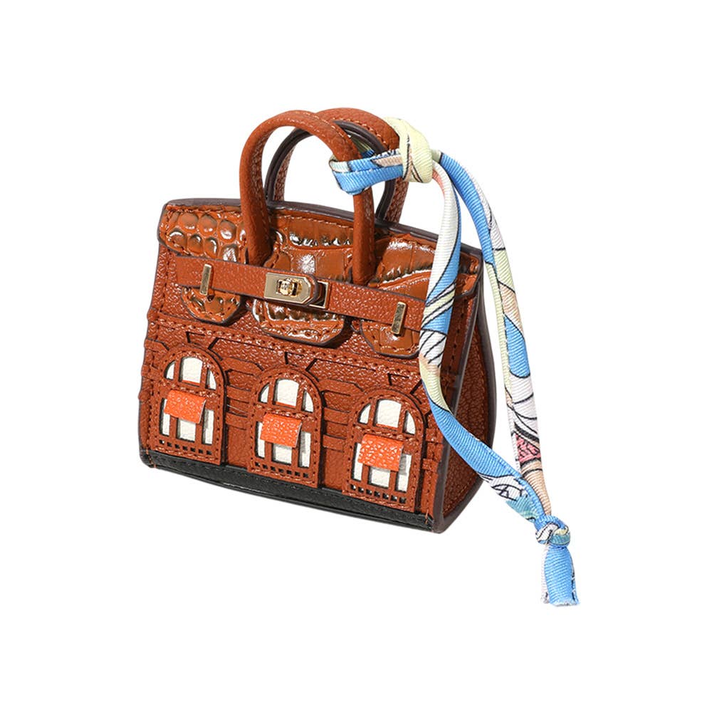 House Printed Faux Leather Mini Purse / Bag Charm