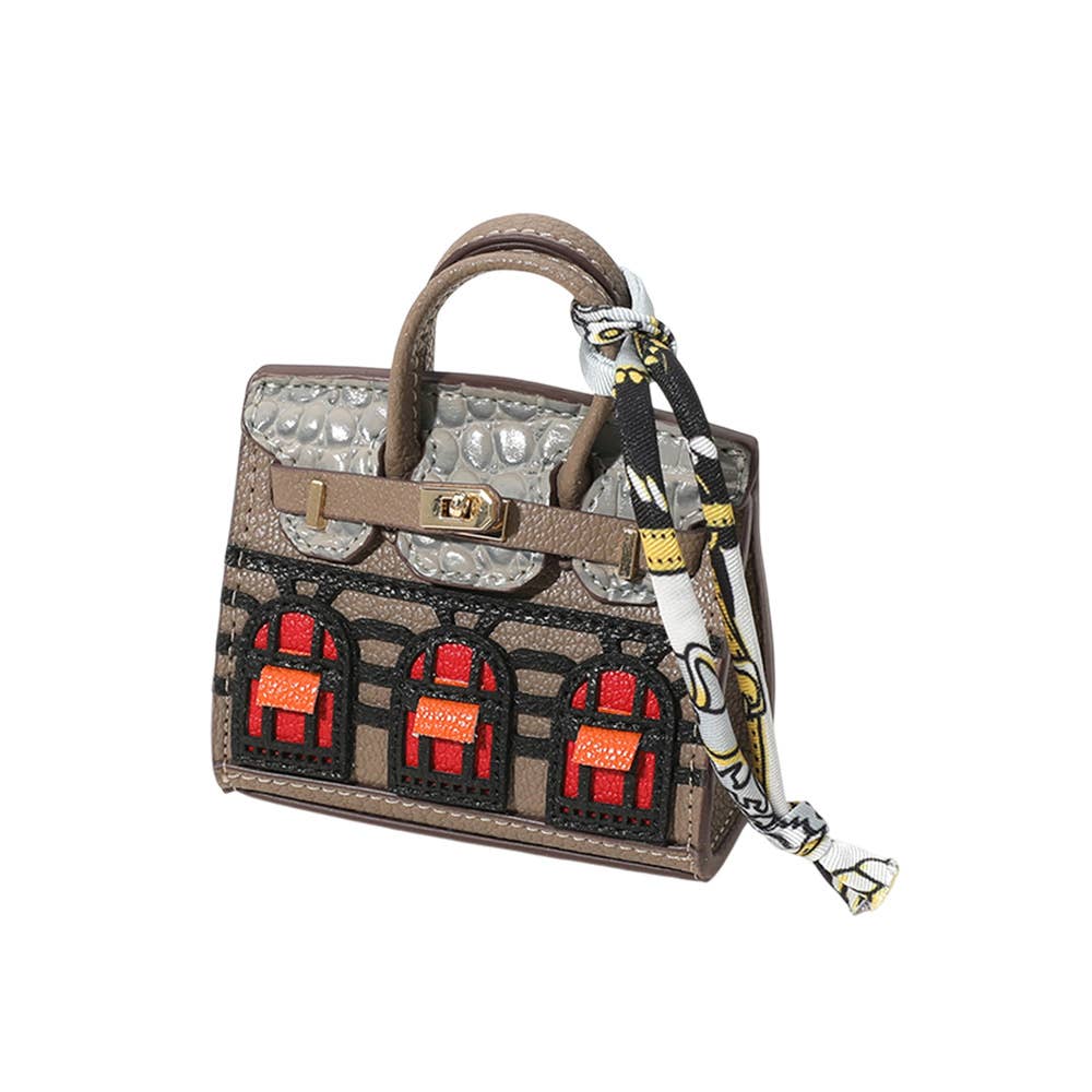 House Printed Faux Leather Mini Purse / Bag Charm