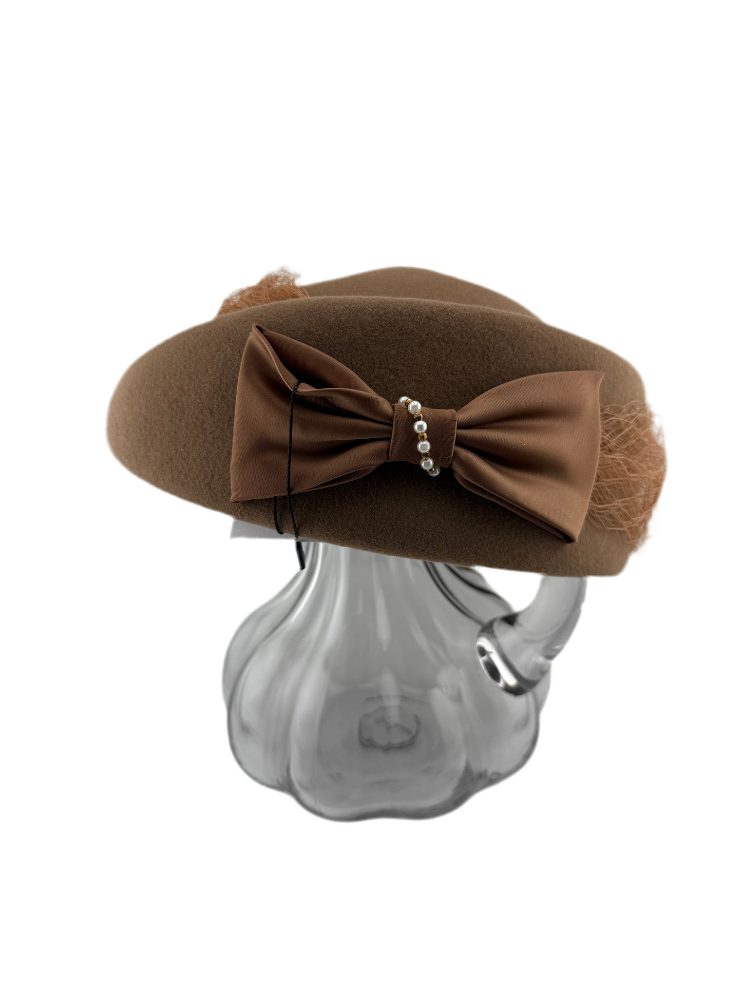 🤎 Brown Fascinator Hat with Bow & Netting