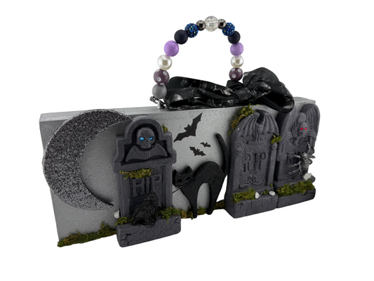 🖤 Graveyard Cat Halloween Cigar Box Purse