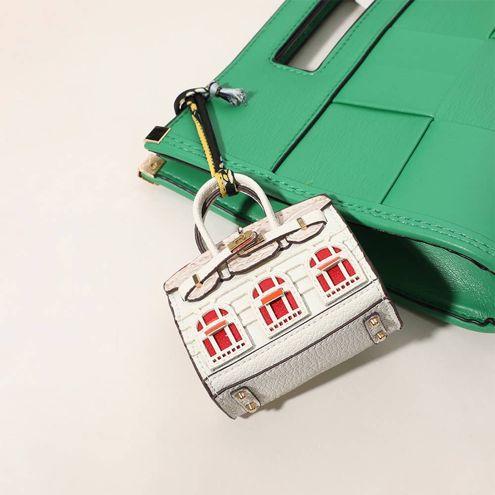 House Printed Faux Leather Mini Purse / Bag Charm