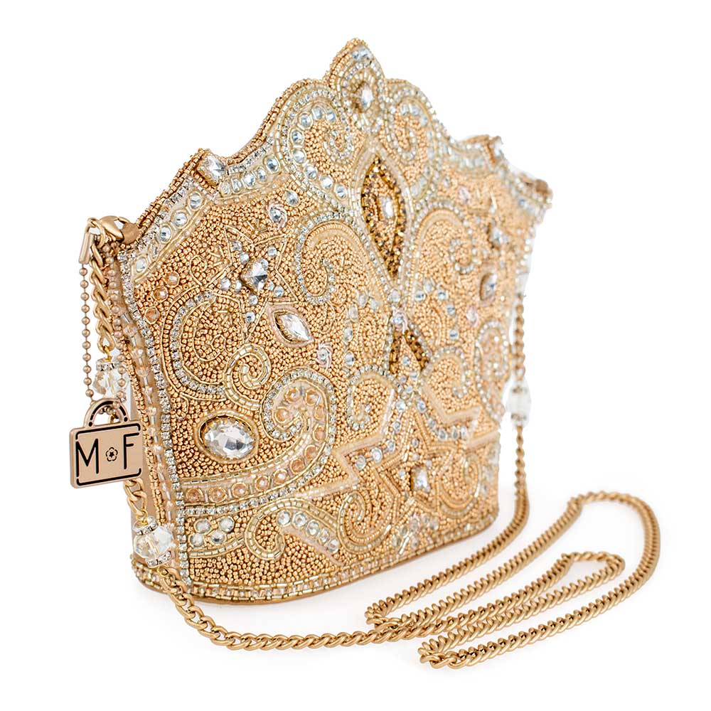 Golden Rule Beaded Crown Crossbody Clutch Handbag
