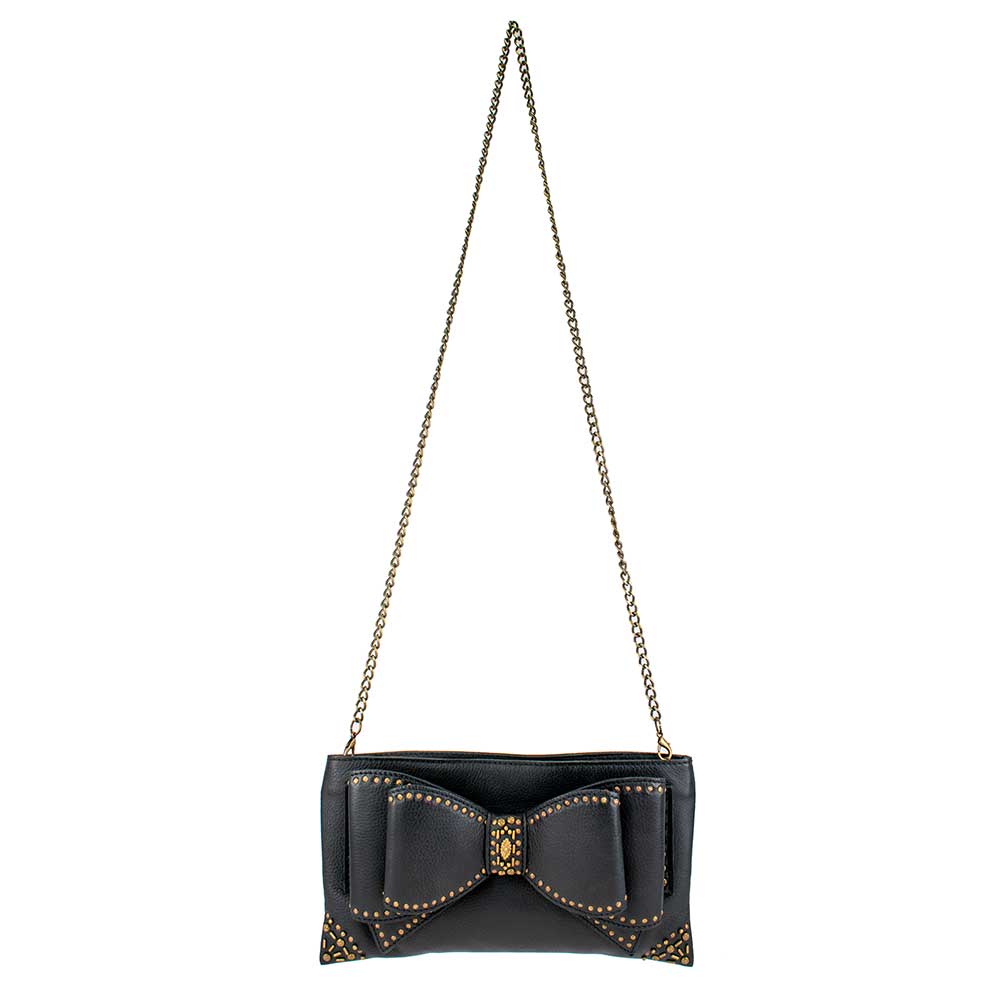 Bowed Over Genuine Leather Bow Crossbody Handbag