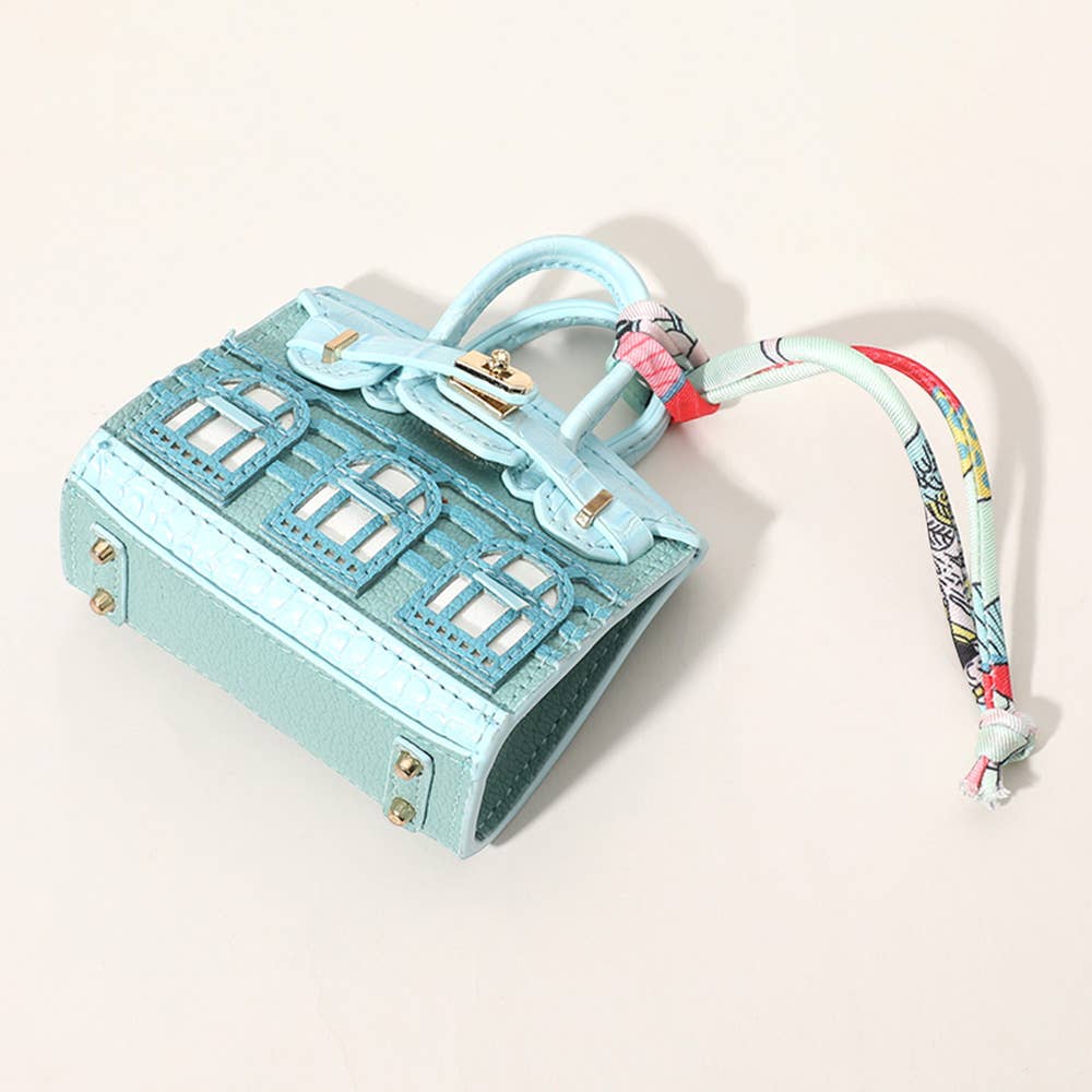 House Printed Faux Leather Mini Purse / Bag Charm