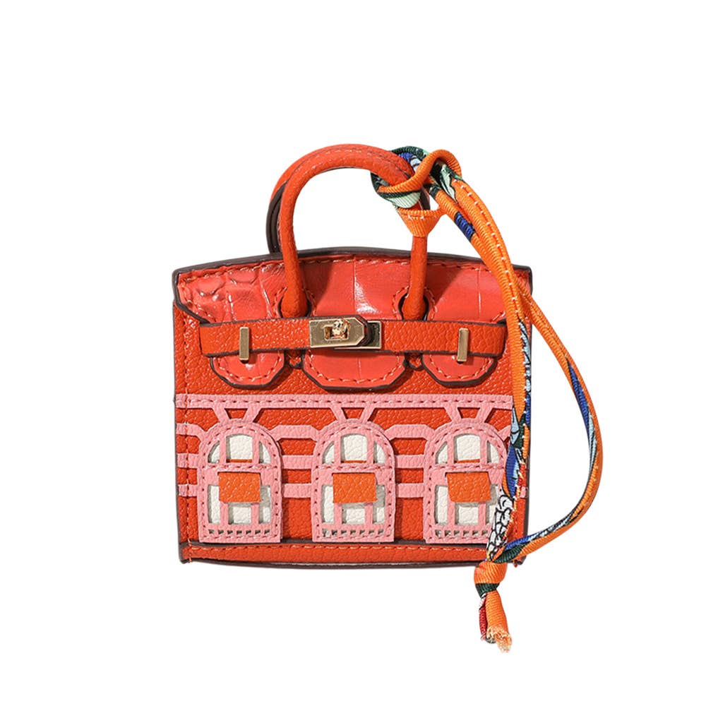 House Printed Faux Leather Mini Purse / Bag Charm