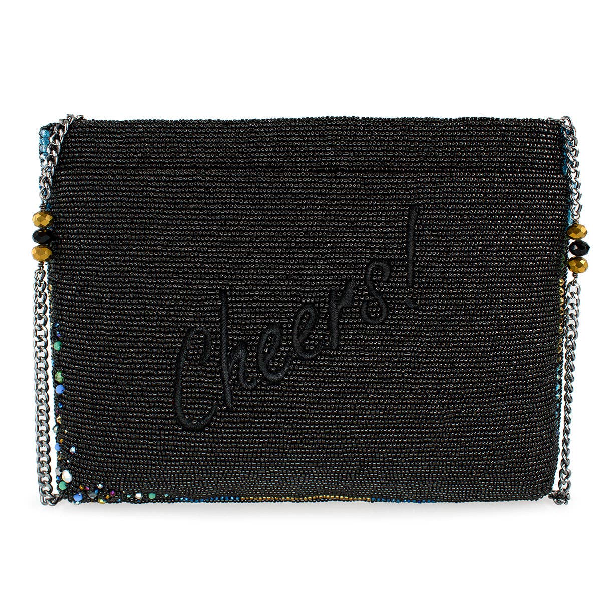 Cheers to That Champagne Beaded Crossbody Handbag
