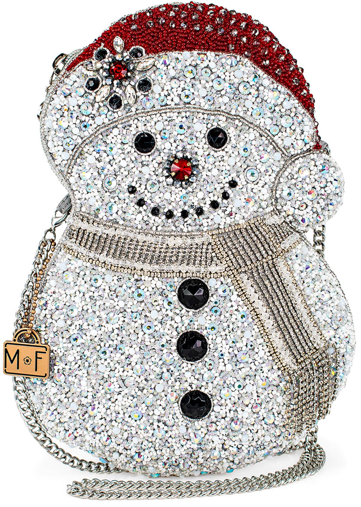 Ice Breaker Beaded Snowman Crossbody Handbag