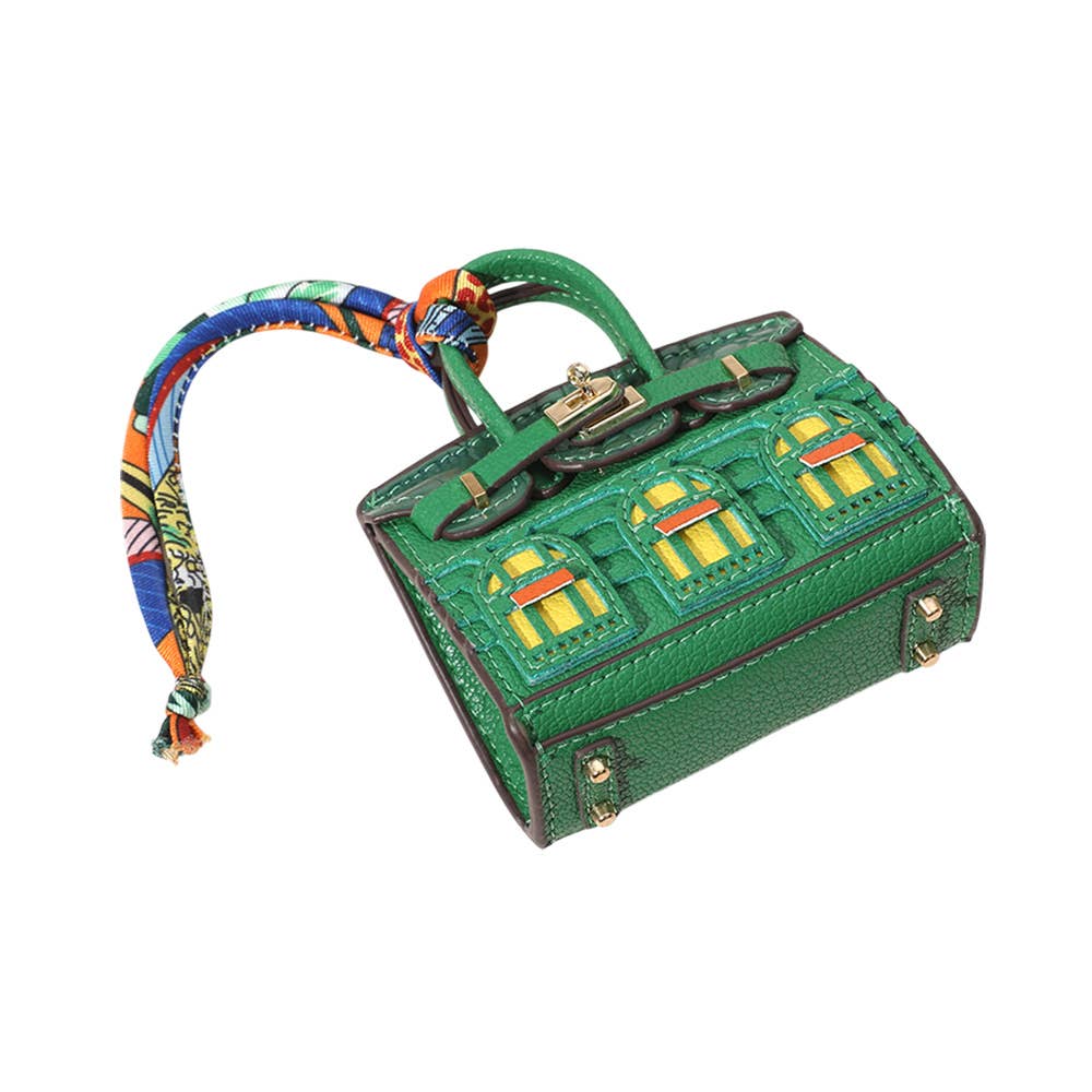 House Printed Faux Leather Mini Purse / Bag Charm