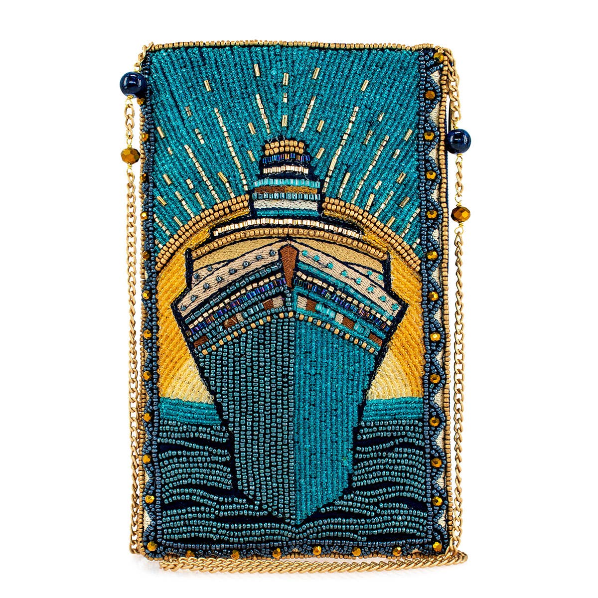 Midnight Cruise Beaded Cruise Ship Crossbody Phone Bag