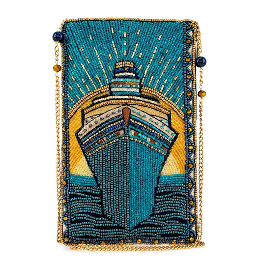 Midnight Cruise Beaded Cruise Ship Crossbody Phone Bag