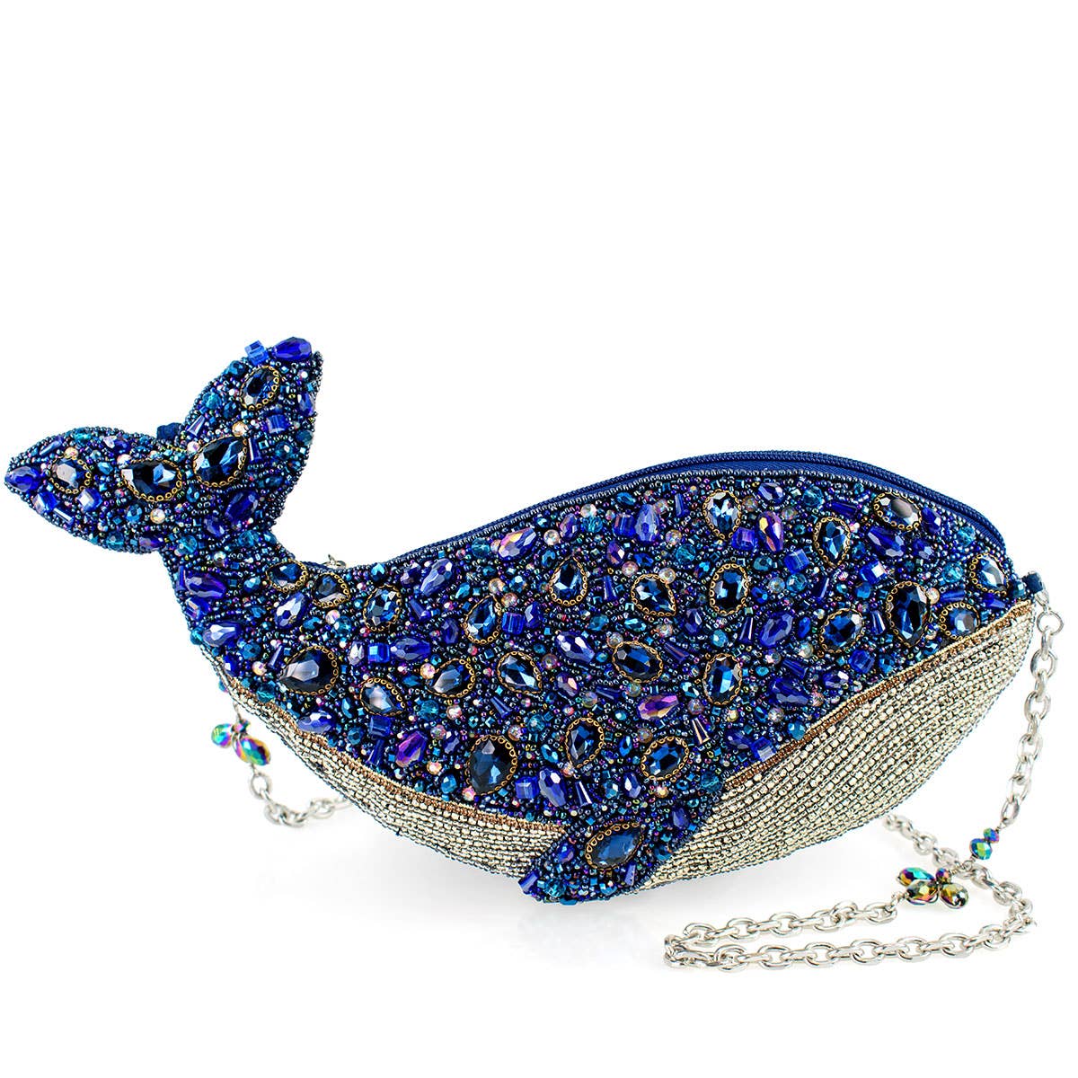 Whale of a Time Blue Beaded Whale Crossbody Handbag