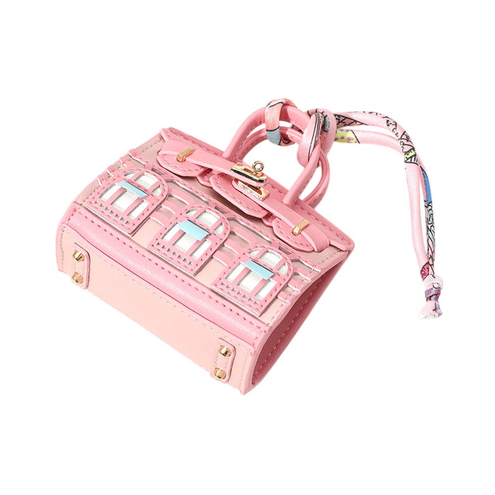 House Printed Faux Leather Mini Purse / Bag Charm